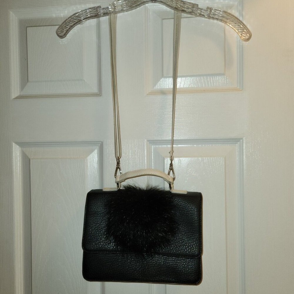 Carlos By Carlos Santana Black Purse Crossbody Bag Pom Pom RARE!